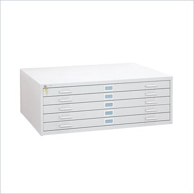 Safco 5 Drawer Metal Flat Files Cabinet for 30" x 42" Documents in White