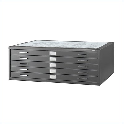 Safco 5 Drawer Metal Flat Files Cabinet for 36" x 48" Documents in Black