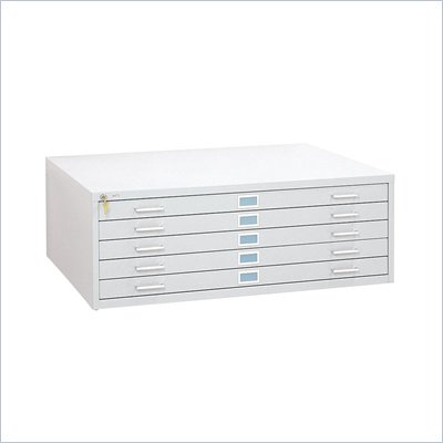Safco 5 Drawer Flat Files Metal Cabinet for 36" x 48" Documents in White