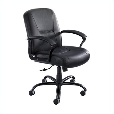 Safco Serenity™ Mid Back Big and Tall Chair in Black Leather 