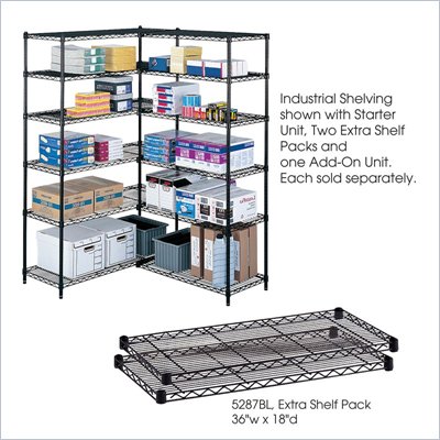 Safco 36"x18" Industrial Extra Shelf Pack in Black