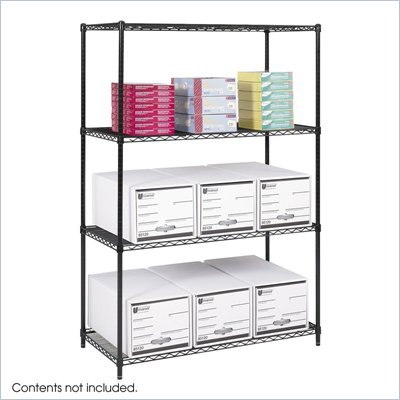 Safco 48"x24" Industrial Wire Shelving in Black