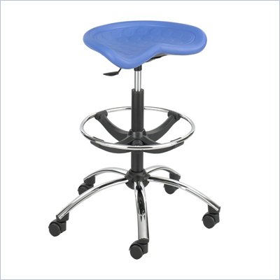 Safco Sit-Star Blue Drafting Stool with Chrome Base