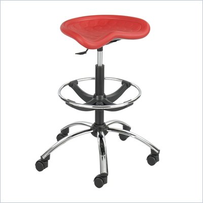 Safco Sit-Star Red Industrial/Drafting Stool with Chrome Base