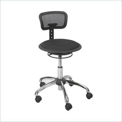 Safco Black Mesh Stool with Backrest in Black