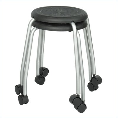 Safco Black Stack and Roll Stool (Set of 2)