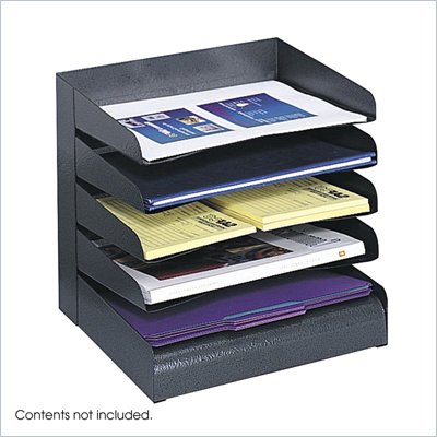 Safco Black Five Tier Steel Desk Tray