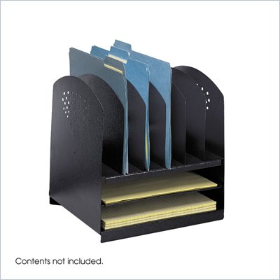 Safco Black Combination Steel Desk Rack with 6 Vertical and 2 Horizontal Sections