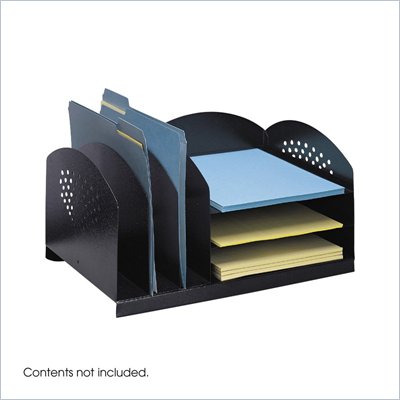 Safco Black Combination Steel Desk Rack with 3 Vertical and 3 Horizontal Sections