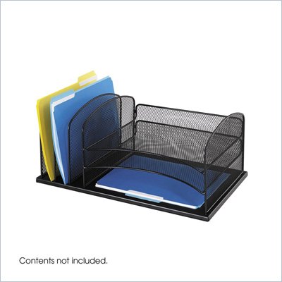 Safco Onyx Black Mesh Desk Organizer with 3 Horizontal and 3 Upright Sections