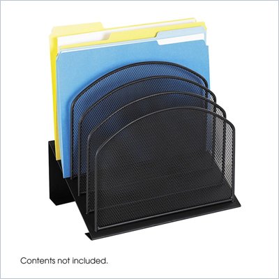 Safco Onyx Black Mesh Desk Organizer with 5 Slanted Sections