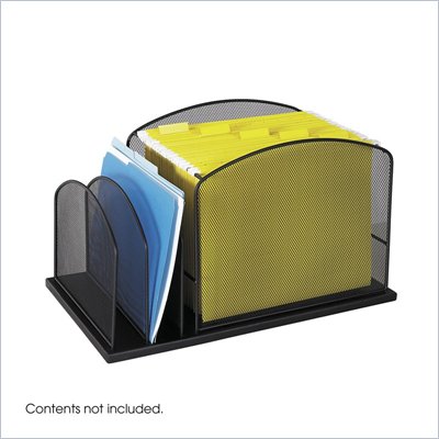 Safco Onyx Black Mesh Desk Organizer with 2 Upright Sections