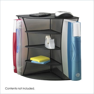 Safco Onyx Black Mesh Desk Corner Organizer