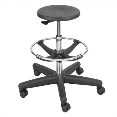 Safco Soft-Tough Workbench Height Black Drafting Stool with Footrest