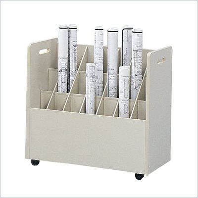 Safco 21 Compartment Mobile Wood Roll Files Organizer in Putty
