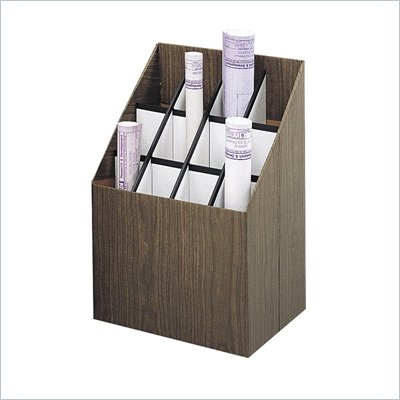 Safco 12 Compartment Upright Corrugate Fiberboard Roll Files in Walnut