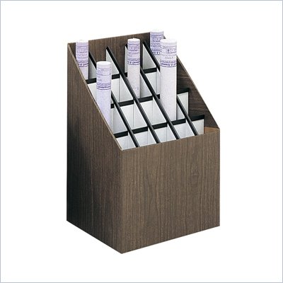 Safco Upright 20 Compartment Wood/Fiberboard Roll Files in Walnut 