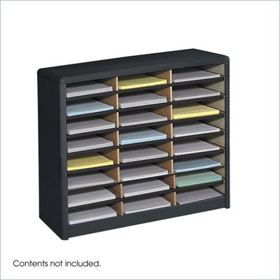 Safco 24 Compartment Value Sorter Metal Flat Files Organizer in Black 