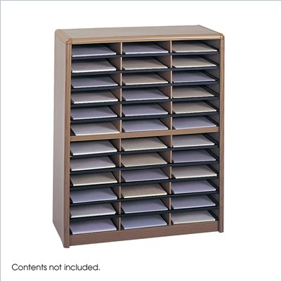 Safco 36 Compartment Value Sorter Metal File Organizer in Medium Oak