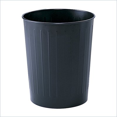 Safco 6 Gallon Round Steel Trash Can in Black (Set of 6)