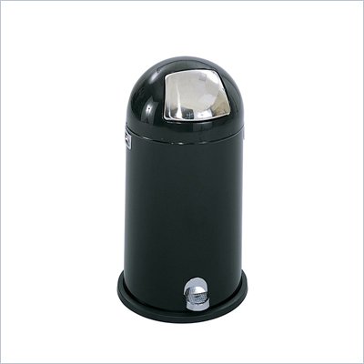 Safco Black 9 Gallon Step-On Dome Receptacle in Black