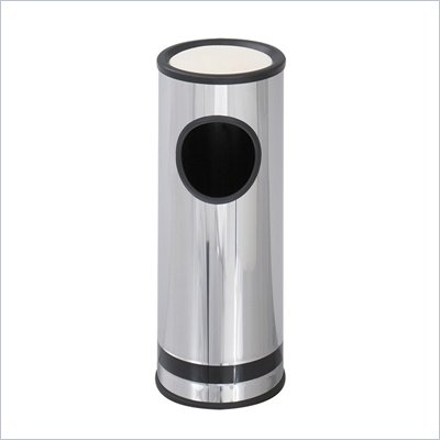Safco Reflections 3 Gallon Chrom and Black Ash N' Trash Receptacle