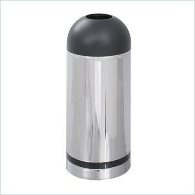 Safco Reflections Chrome and Black Open Top Dome Receptacle