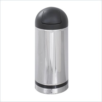 Safco Reflections Chrome and Black Push Top Dome Receptacle