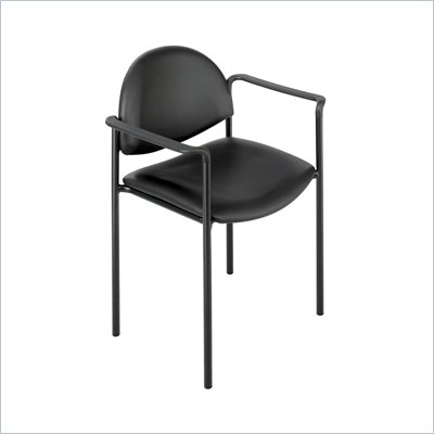 Safco Wicket Black Stacking Arm Chair with Vinyl Seat