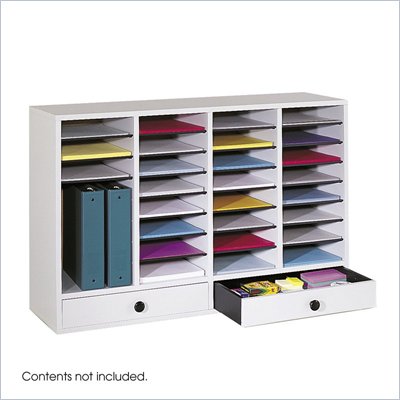 Safco Grey Wood Adjustable 32 Compartment File Organizer with Drawer