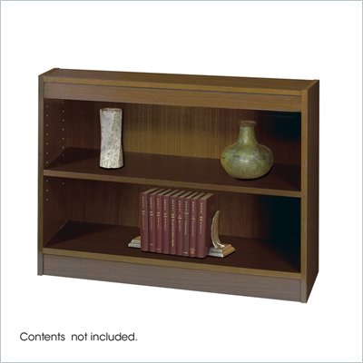 Safco WorkSpace Standard 30"H 2 Shelf Square-Edge Wood Bookcase in Walnut