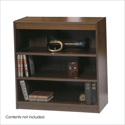 Safco WorkSpace 36"H Three Shelf Square-Edge Bookcase in Walnut