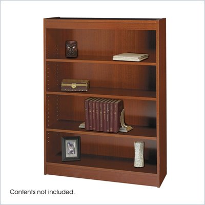 Safco WorkSpace 48"H Four Shelf Square-Edge Bookcase in Cherry