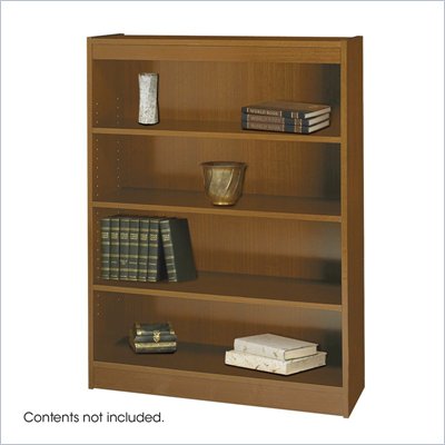 Safco WorkSpace 48"H Four Shelf Square-Edge Bookcase in Medium Oak