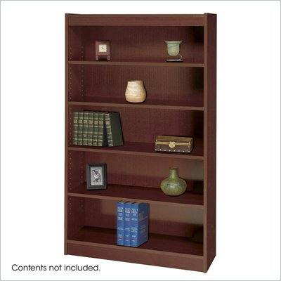 Safco WorkSpace Standard 60"H 5 Shelf Square-Edge Wood Bookcase in Mahogany