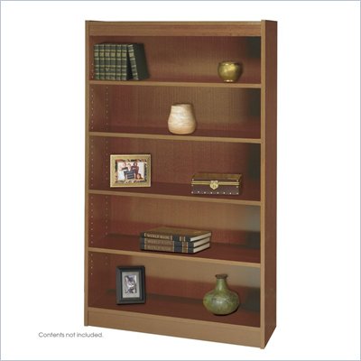 Safco WorkSpace 60"H Five Shelf Square-Edge Bookcase in Medium Oak