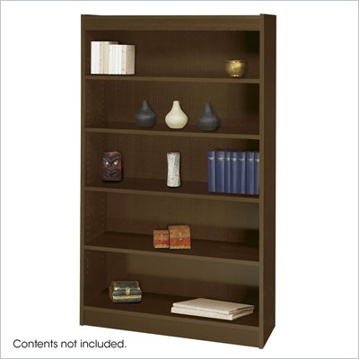 Safco WorkSpace 60"H Five Shelf Square-Edge Bookcase in Walnut