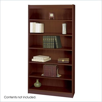 Safco WorkSpace Standard 72"H 6 Shelf Square-Edge Wood Bookcase in Mahogany