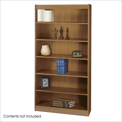 Safco WorkSpace 72"H Six Shelf Square-Edge Bookcase in Medium Oak