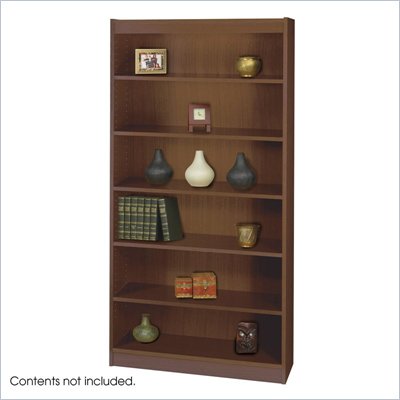 Safco WorkSpace 72"H Six Shelf Square-Edge Bookcase in Walnut