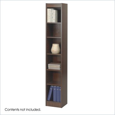 Safco WorkSpace 6 Shelf 12"W Wood Baby Bookcase in Walnut