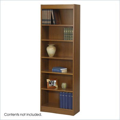 Safco WorkSpace Six Shelf 24"W Baby Bookcase in Medium Oak