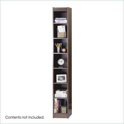 Safco WorkSpace Seven Shelf 12"W x 84"H Baby Bookcase in Walnut