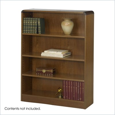 Safco WorkSpace Standard 4 Shelf Radius Edge Wood Bookcase in Medium Oak