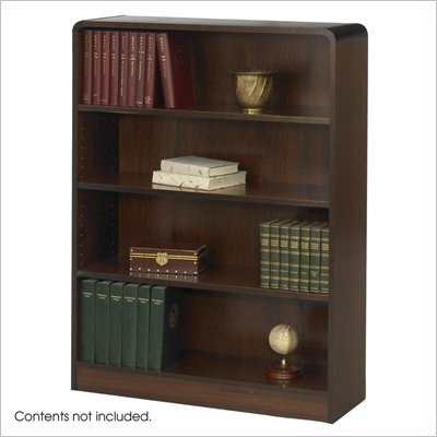 Safco WorkSpace Four Shelf Radius Edge Bookcase in Walnut