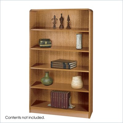 Safco WorkSpace Five Shelf Radius Edge Bookcase in Medium Oak