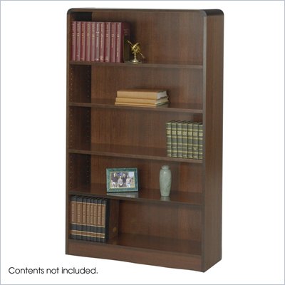 Safco WorkSpace Five Shelf Radius Edge Bookcase in Walnut
