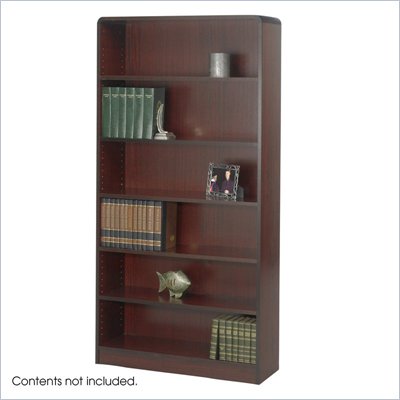 Safco WorkSpace Six Shelf Radius Edge Bookcase in Mahogany