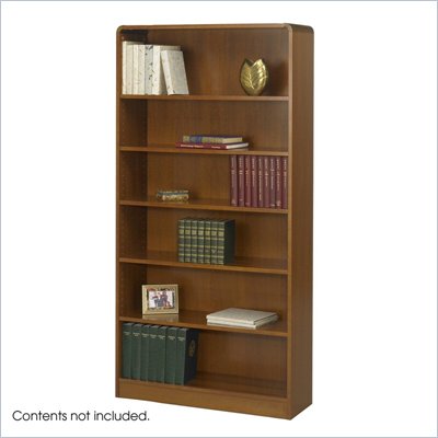 Safco WorkSpace Six Shelf Radius Edge Bookcase in Medium Oak