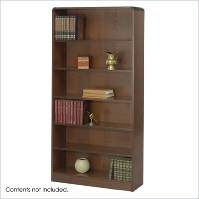 Safco WorkSpace Six Shelf Radius Edge Bookcase in Walnut